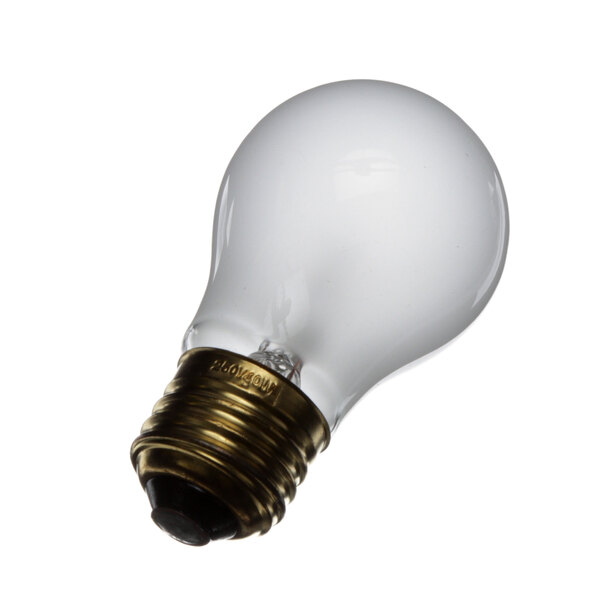 A close-up of a Vulcan appliance light bulb with a black base.