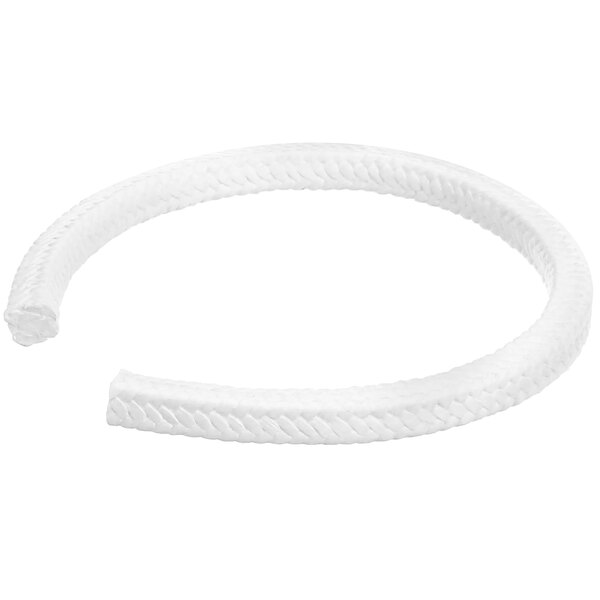 A white braided rope with a broken circle.