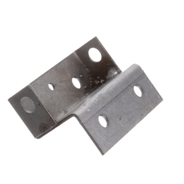 A metal bracket with holes for a Garland US Range door spring.