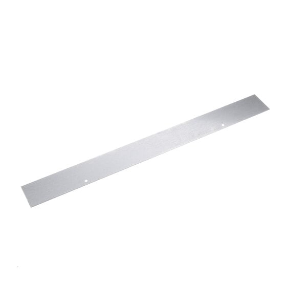 A long white metal rectangular strip with a small hole in it.