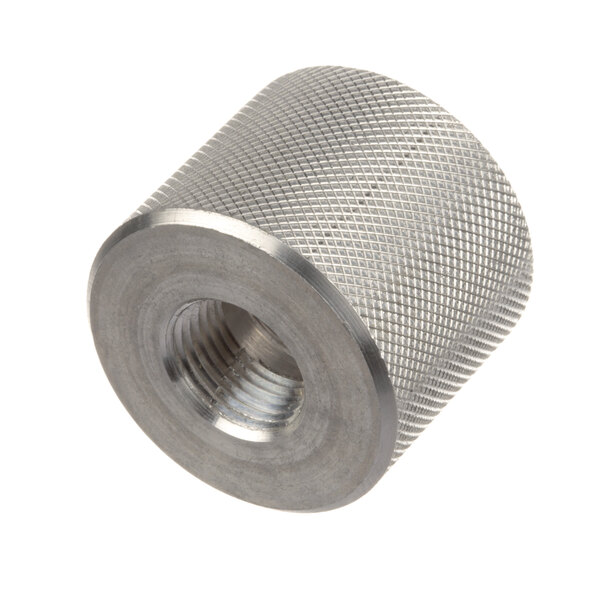 An Ultrafryer Systems stainless steel threaded knob cap.