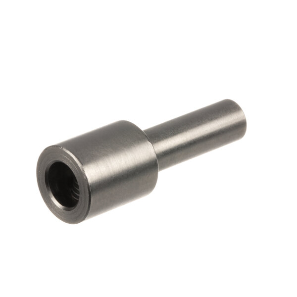 A stainless steel threaded rod with a nut on the end.