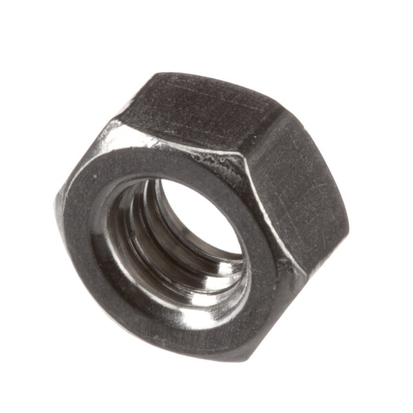 A close-up of a stainless steel Cleveland hex nut.