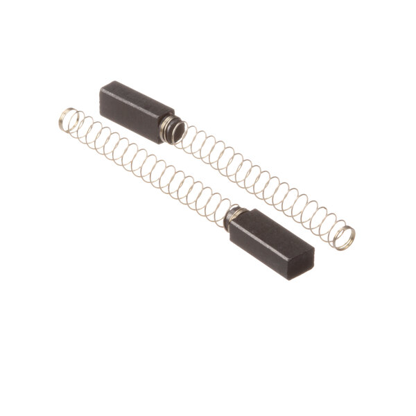 A black rectangular object with a pair of metal springs.