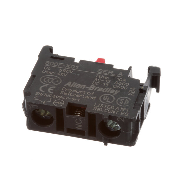 A black Groen rocker switch with red and black text.