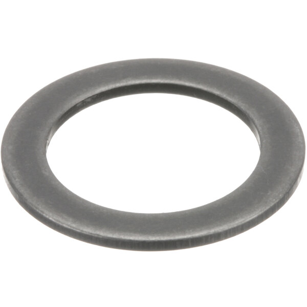A close-up of a grey rubber washer with a white circle inside.