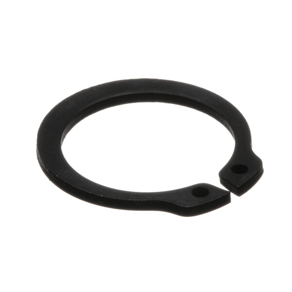 A black rubber Hobart retaining ring with a hole in it.