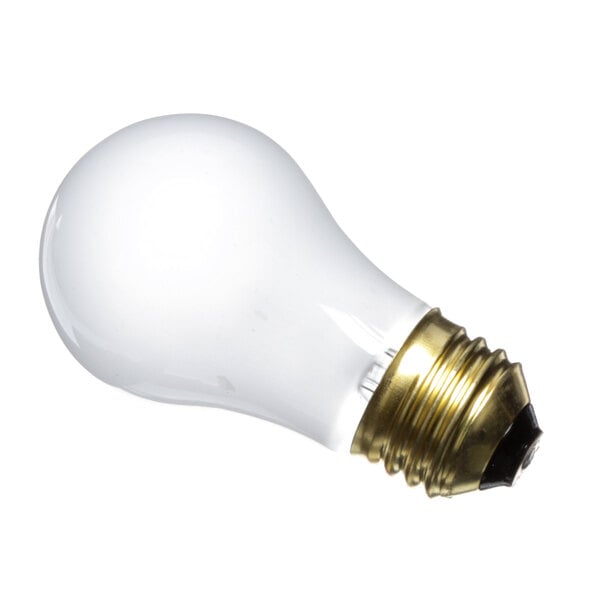 A close-up of a Vulcan commercial light bulb with a gold base.