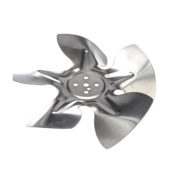 A silver metal Delfield fan blade.