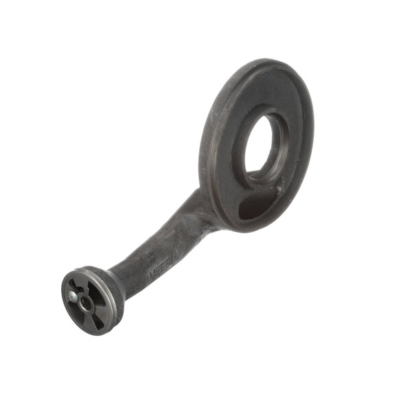 A black metal pipe with a hole at one end.
