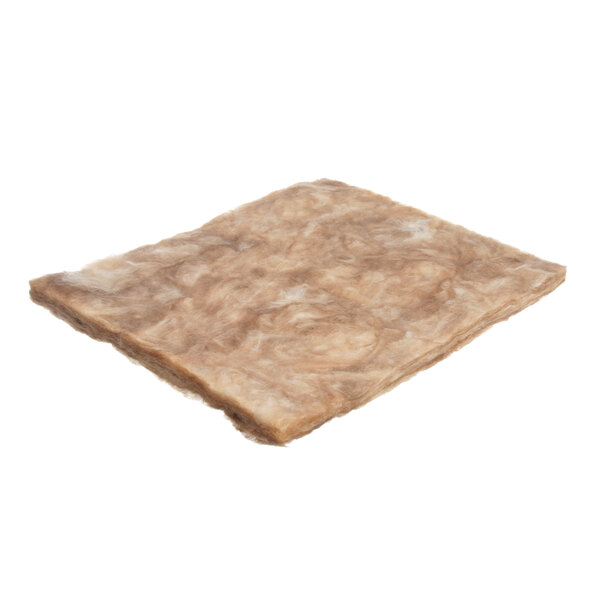 A piece of brown fiberglass insulation with a white background.