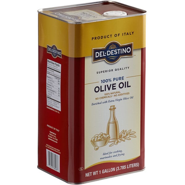 A Delestino tin of Pure Olive Oil.