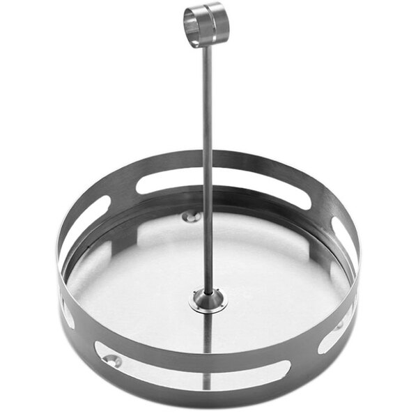 An American Metalcraft stainless steel round condiment caddy with a handle.