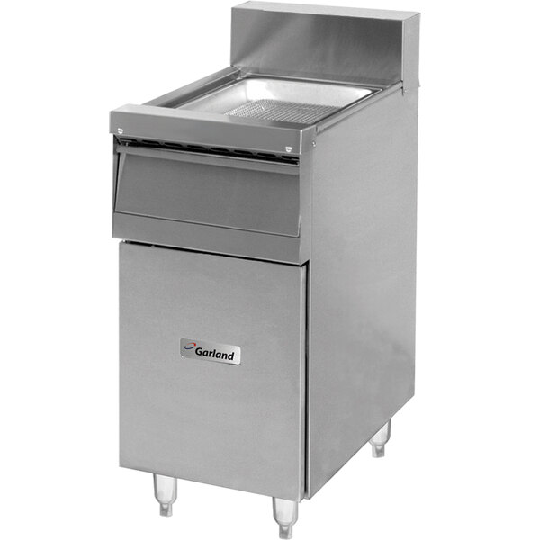 A stainless steel Garland fry dump holding station on a counter.