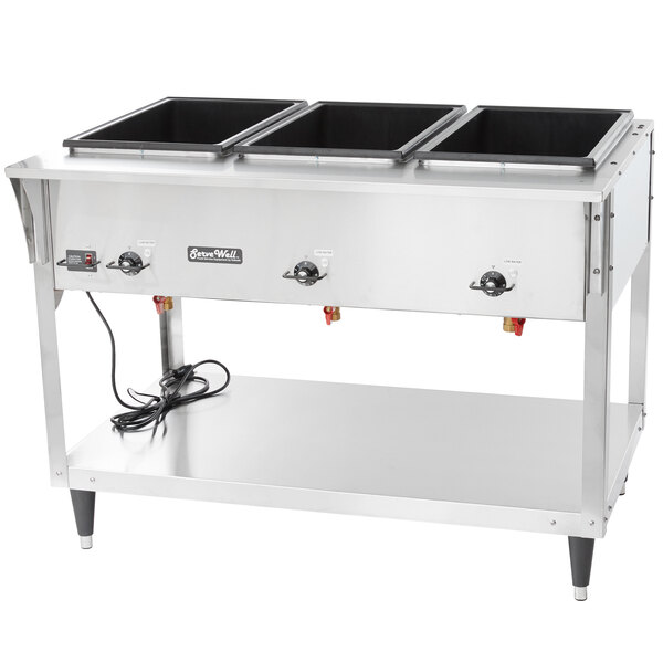 A Vollrath stainless steel ServeWell electric hot food table with sealed wells.
