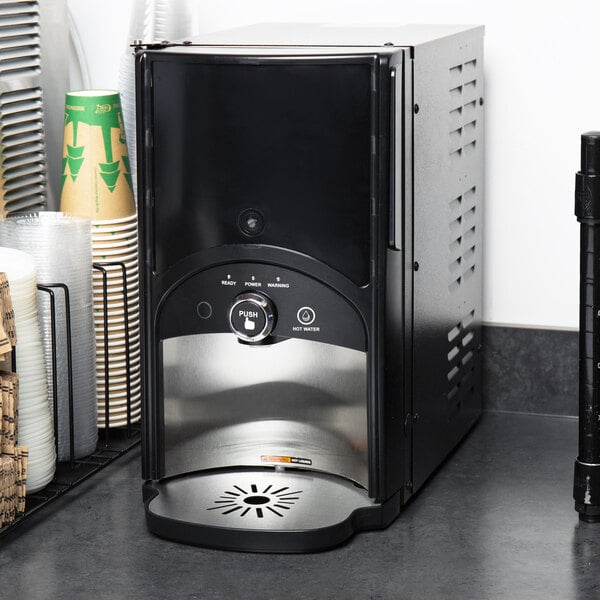 A Bunn liquid coffee dispenser on a counter.