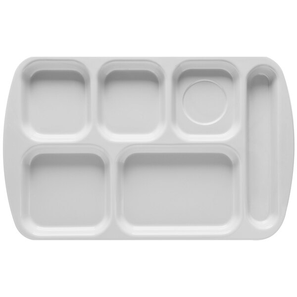 A white rectangular plastic tray with 6 compartments.