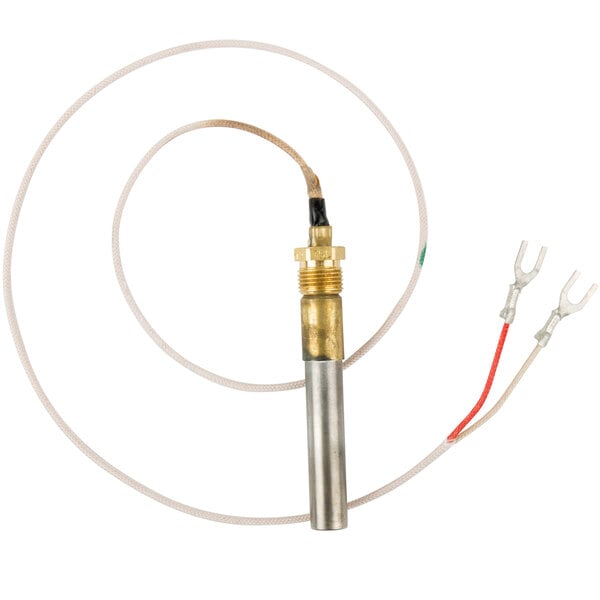An Avantco safety thermopile with metal and copper wire connectors.