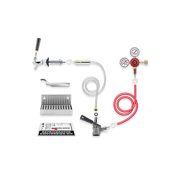 A Micro Matic Standard Kegerator Door Mount Conversion Kit with hoses and a metal grate.