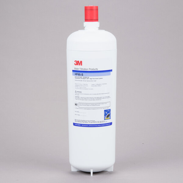 A white 3M Water Filtration Products container with a red label and cap.