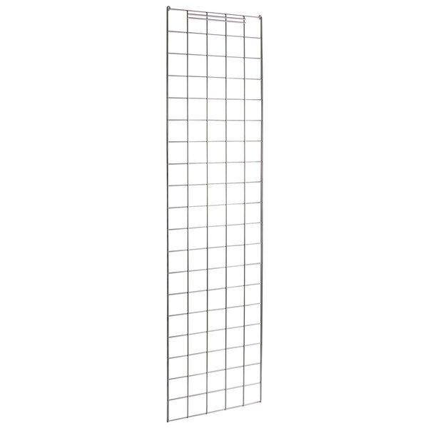 A chrome grid enclosure panel for Metro shelving. A grid of metal with chrome lines.