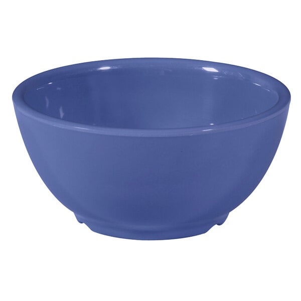 A peacock blue melamine bowl on a white background.
