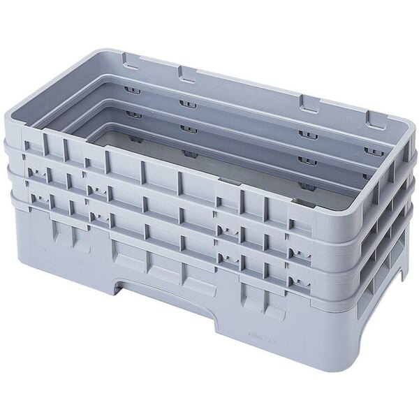 A gray plastic Cambro dish rack with 3 extenders.
