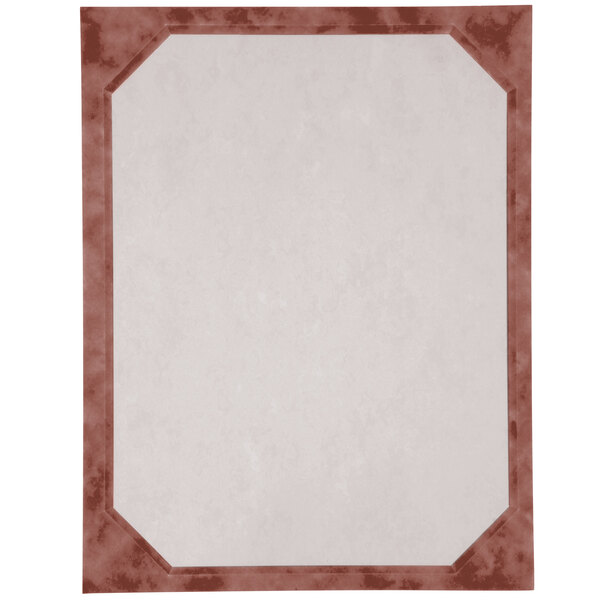 White paper with a red border.