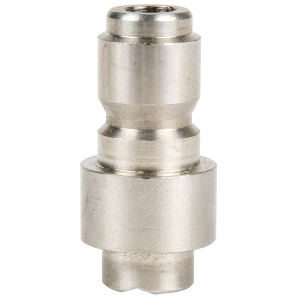 A stainless steel threaded connector for a T&S fan spray head.