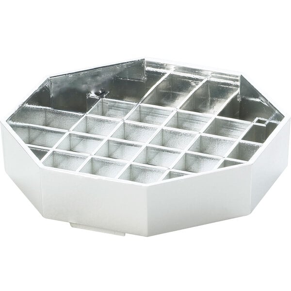 A silver Cal-Mil octagonal drip tray with a grid.