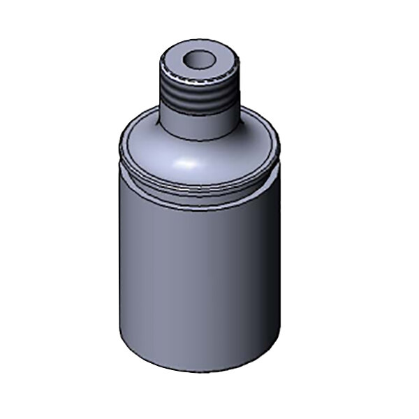 A grey metal cylinder with a screw on it.