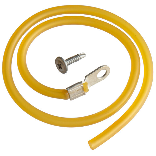 A yellow latex tube with a metal screw.