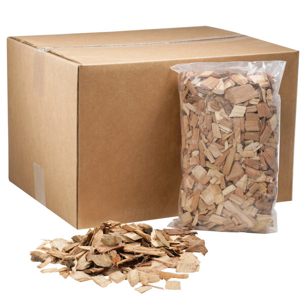 A box of Alto-Shaam Hickory Wood Chips with a bag inside.