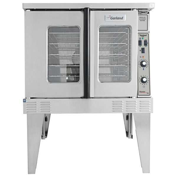 A stainless steel Garland convection oven with glass doors.
