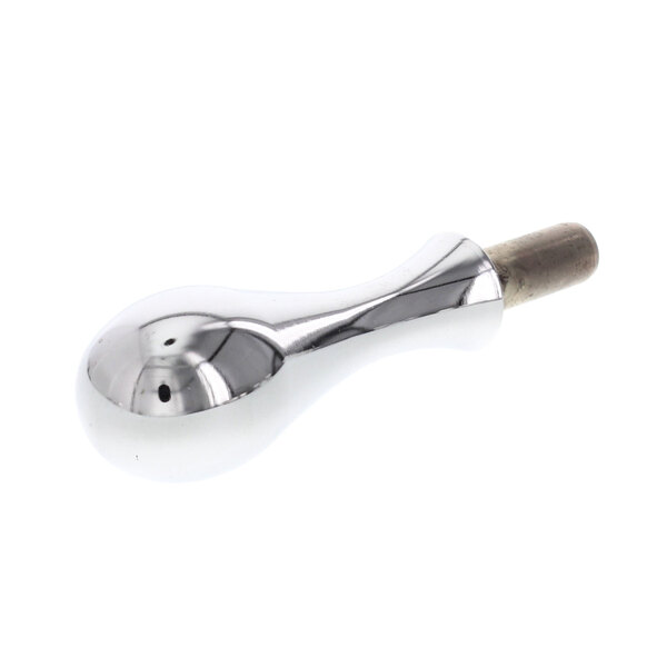 A silver metal bowl lift handle for a Hobart mixer.