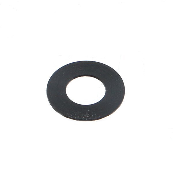 A black rubber washer with a white circle inside