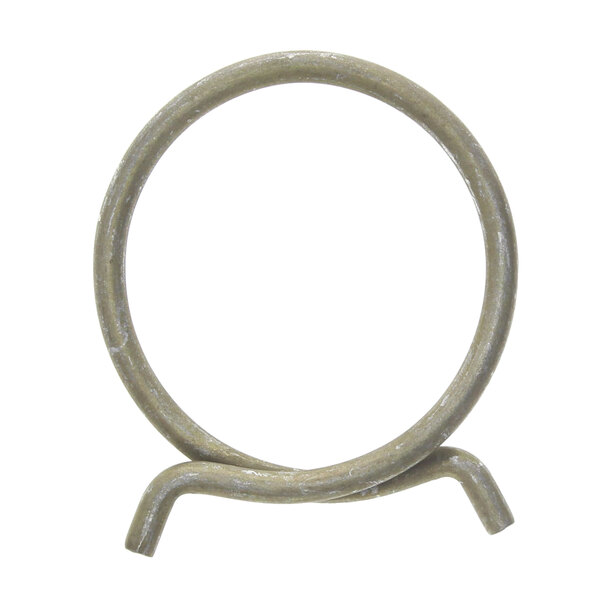 A close-up of a metal clamp ring with a grey cable.