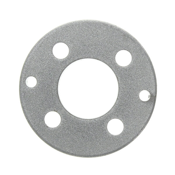 A silver Hobart Hand Wheel Bracket Ring with holes in a circular metal plate.