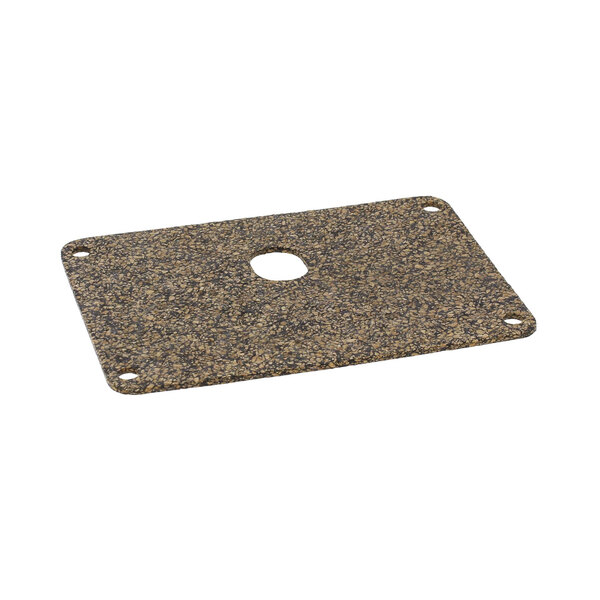 A brown granite countertop with a circular hole.