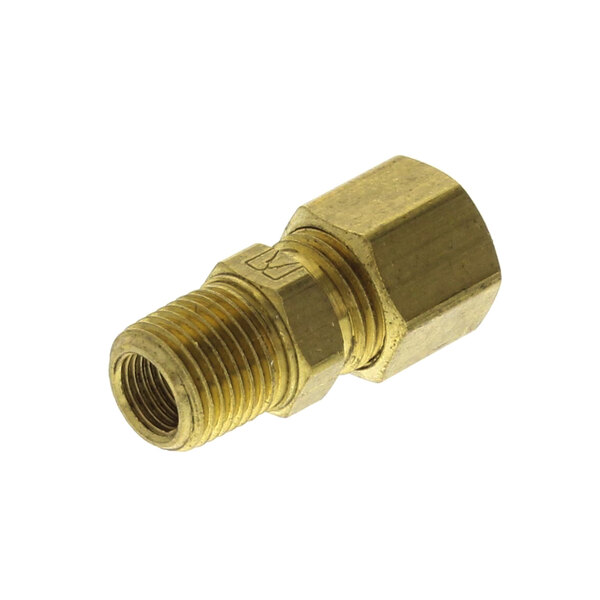 A close-up of a brass Keating orifice holder nut.
