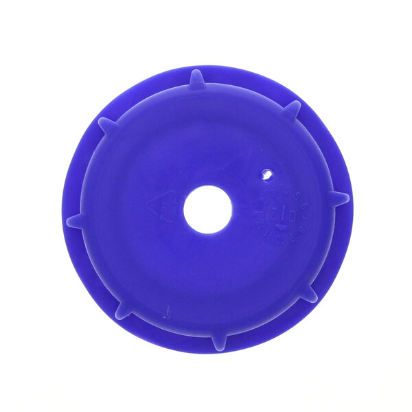 A blue circular object with a white circle in the center and holes in it.