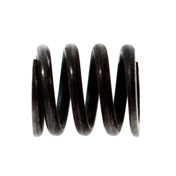 A close-up of a black coil on a white background.