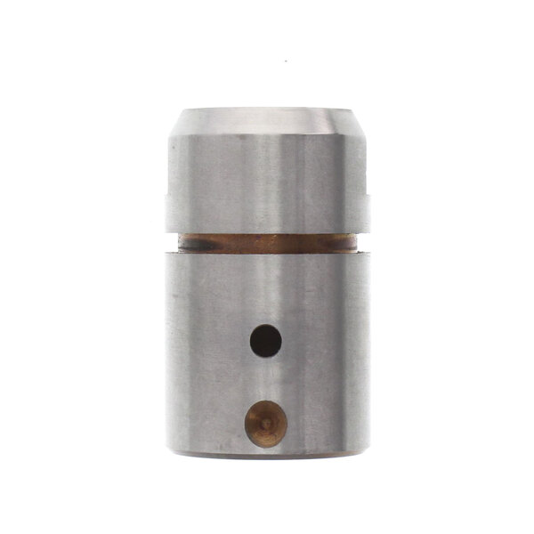 A stainless steel Hobart adapter cylinder with a hole in it.