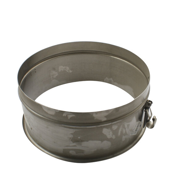 A metal ring with a handle for a Hobart mixer bowl.