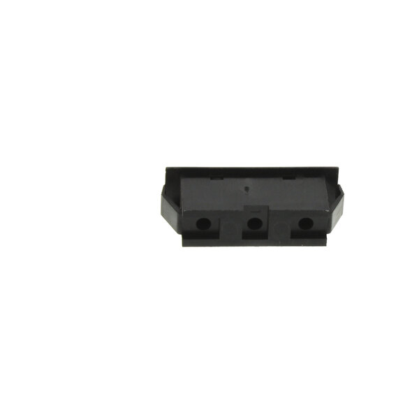 A black rectangular plastic connector with holes.