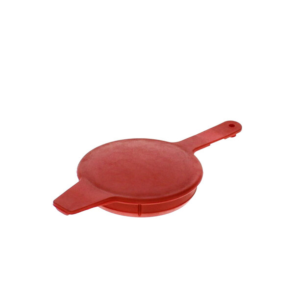 A red plastic sealing cap with a handle.
