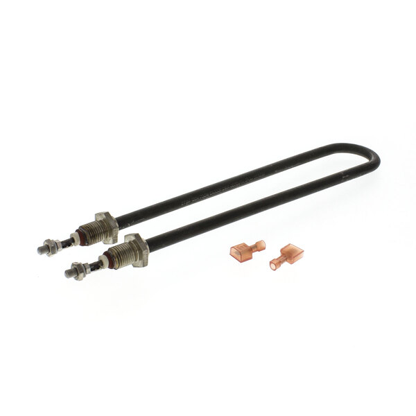 A close-up of a pair of black Blodgett 23031 heaters with copper terminals.