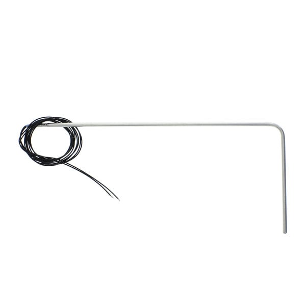 A black and white wire with a bent black tip.