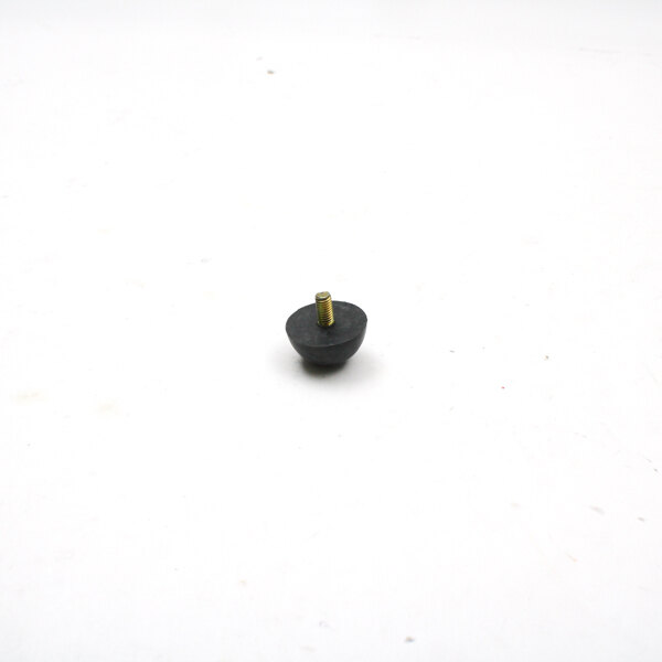 A small black rubber foot with a gold stem.