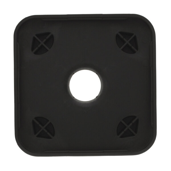 A black square centering pad with a hole in the middle.